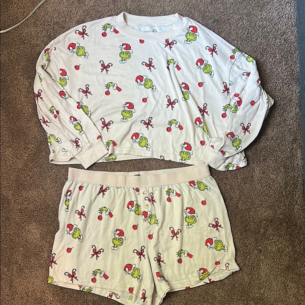 American Eagle AE Grinch PJ set